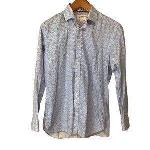 Ted Baker Endurance Blue White Circle Abstract Shirt 15 32/33‎